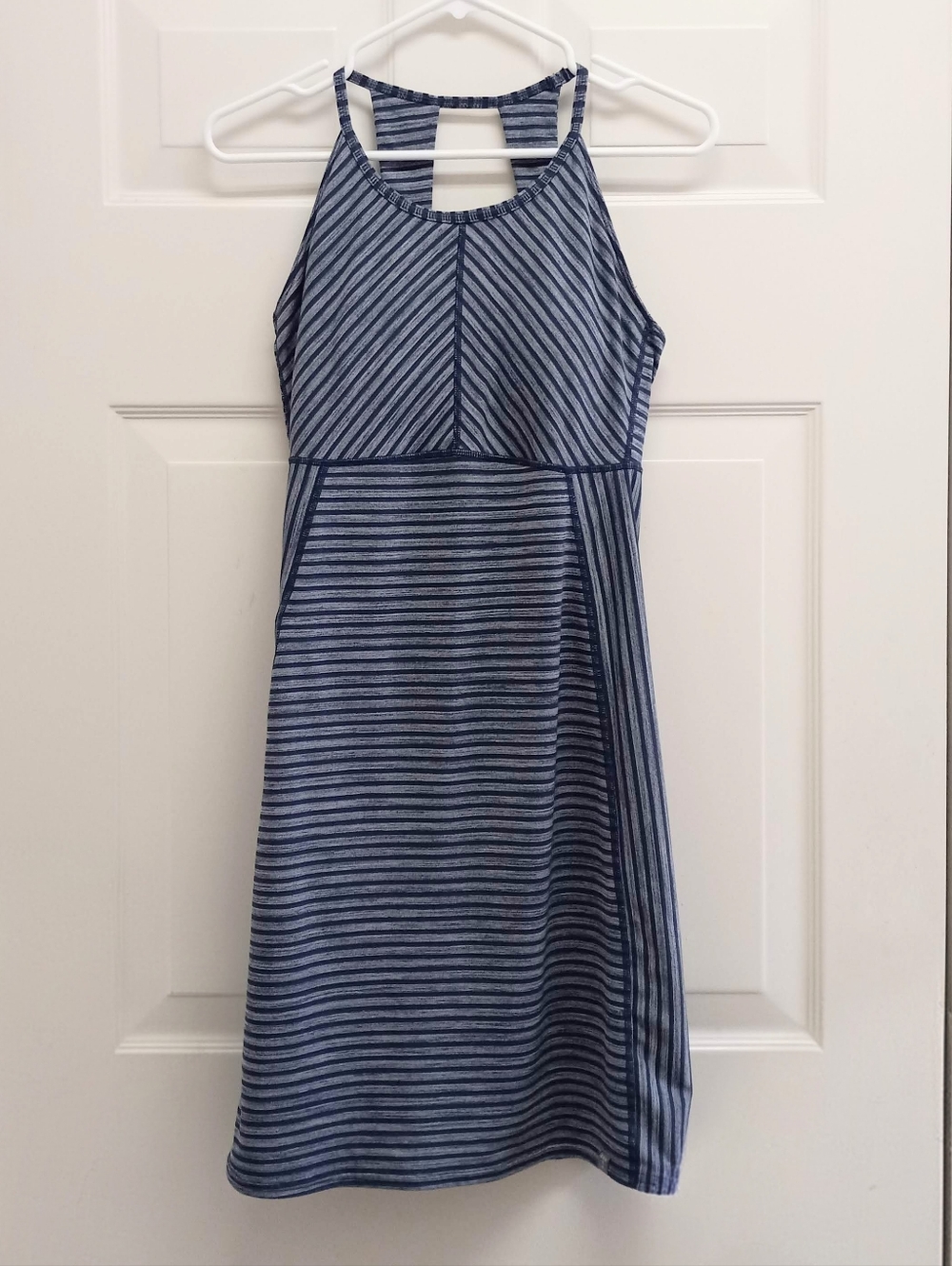 Title Nine Stripe Athletic Tank Dress XS Blue Athleisure Golf Tennis Gorpcore
